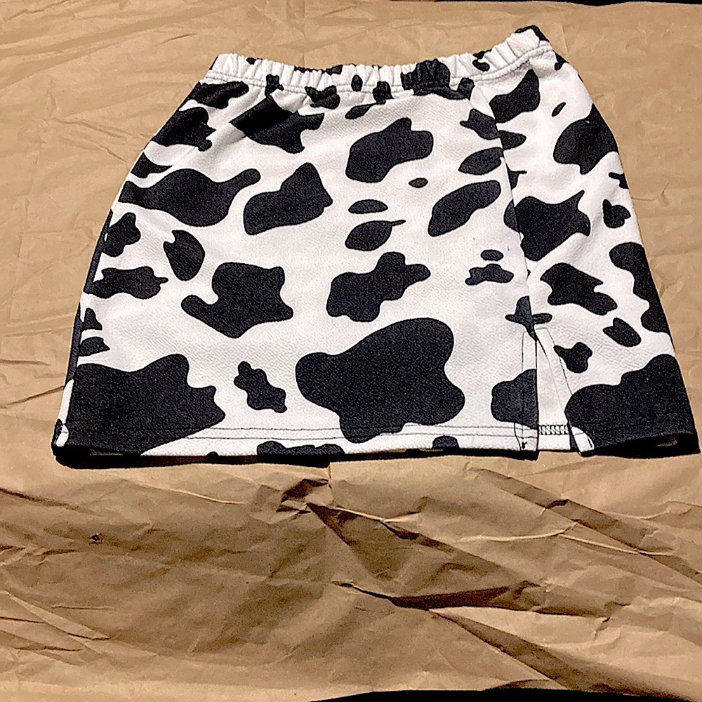 This is a cow print skirt
